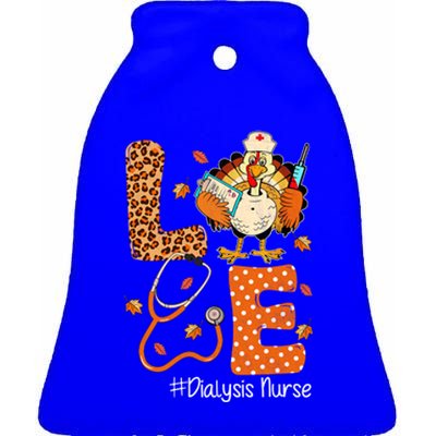 Love Turkey Dialysis Nurse Thanksgiving Leopard Pumpkin Fall Gift Ceramic Bell Ornament