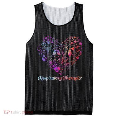 LOVE Tie Dye Heart Respiratory Therapist RT Nurse Nursing Mesh Reversible Basketball Jersey Tank