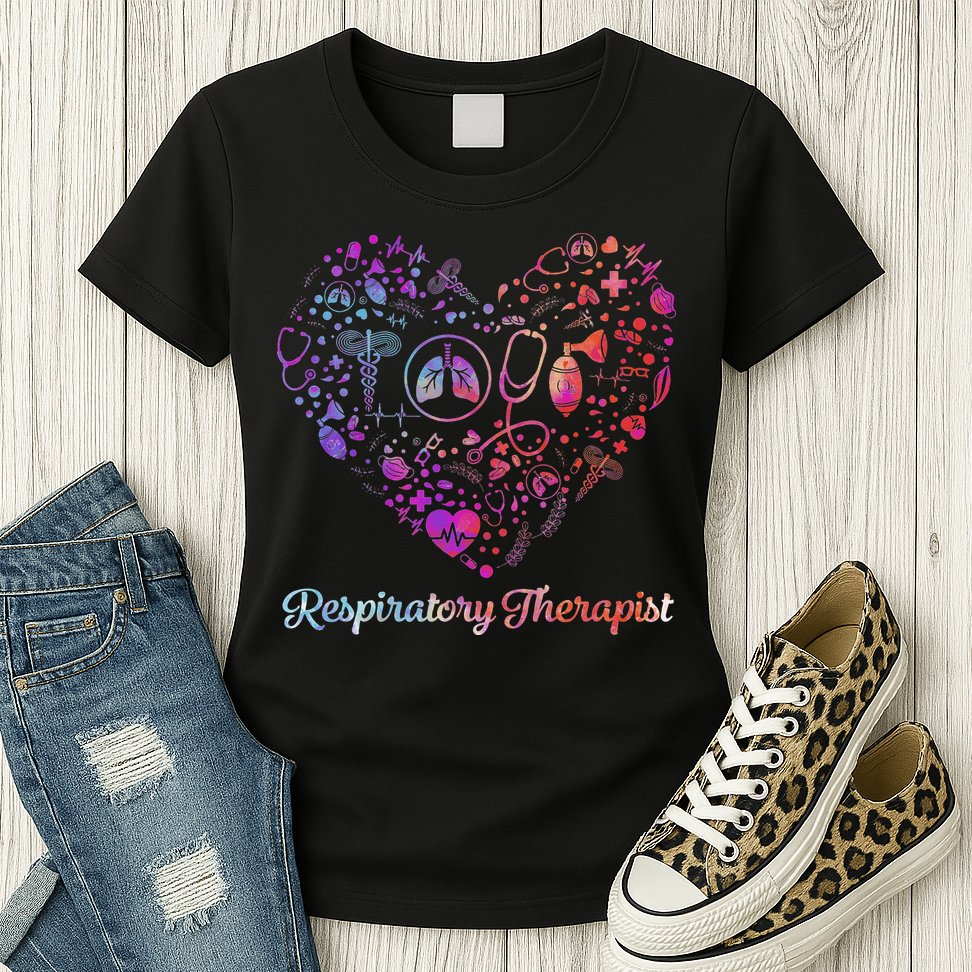LOVE Tie Dye Heart Respiratory Therapist RT Nurse Nursing Womens T-Shirt