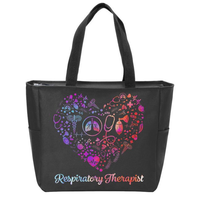 LOVE Tie Dye Heart Respiratory Therapist RT Nurse Nursing Zip Tote Bag