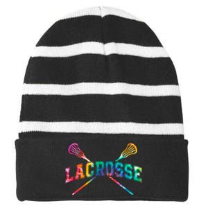 Lacrosse Tie Dye Striped Beanie with Solid Band