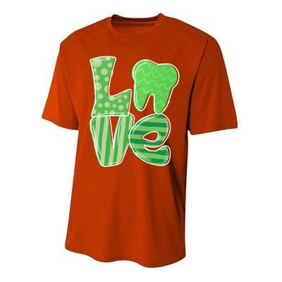 Love Tooth Dentist Dental Assistant St Patrick's Day Funny Gift Performance Sprint T-Shirt