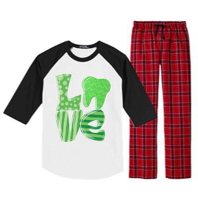 Love Tooth Dentist Dental Assistant St Patrick's Day Funny Gift Raglan Sleeve Pajama Set