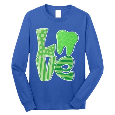 Love Tooth Dentist Dental Assistant St Patrick's Day Funny Gift Long Sleeve Shirt