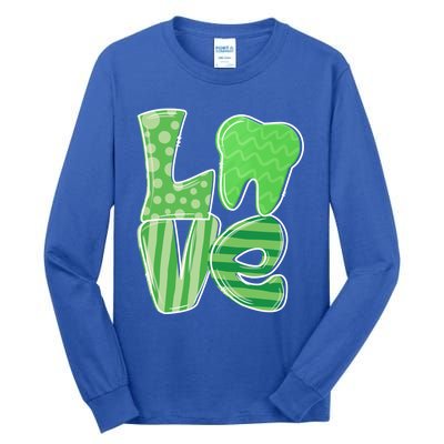 Love Tooth Dentist Dental Assistant St Patrick's Day Funny Gift Tall Long Sleeve T-Shirt