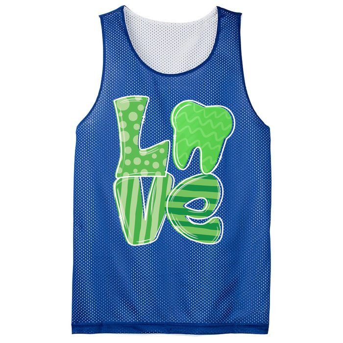 Love Tooth Dentist Dental Assistant St Patrick's Day Funny Gift Mesh Reversible Basketball Jersey Tank