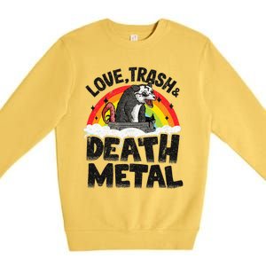 Love Trash & Death Metal Opossum Punk Band Metal Rainbow Premium Crewneck Sweatshirt