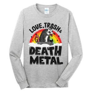 Love Trash & Death Metal Opossum Punk Band Metal Rainbow Tall Long Sleeve T-Shirt