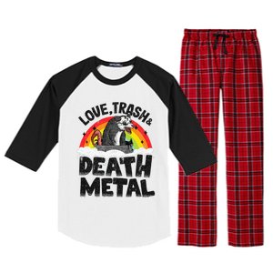 Love Trash & Death Metal Opossum Punk Band Metal Rainbow Raglan Sleeve Pajama Set