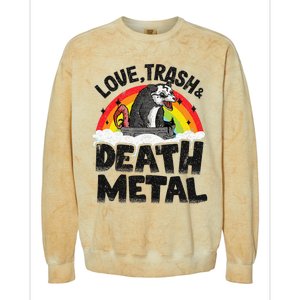 Love Trash & Death Metal Opossum Punk Band Metal Rainbow Colorblast Crewneck Sweatshirt