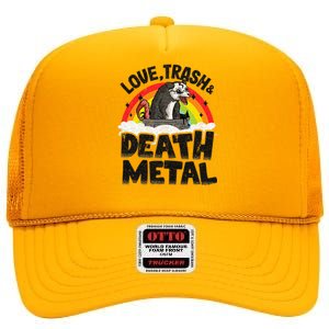 Love Trash & Death Metal Opossum Punk Band Metal Rainbow High Crown Mesh Back Trucker Hat