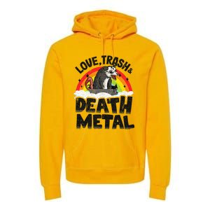 Love Trash & Death Metal Opossum Punk Band Metal Rainbow Premium Hoodie