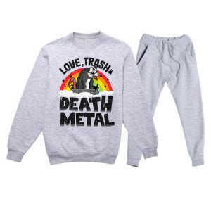 Love Trash & Death Metal Opossum Punk Band Metal Rainbow Premium Crewneck Sweatsuit Set