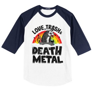 Love Trash & Death Metal Opossum Punk Band Metal Rainbow Baseball Sleeve Shirt