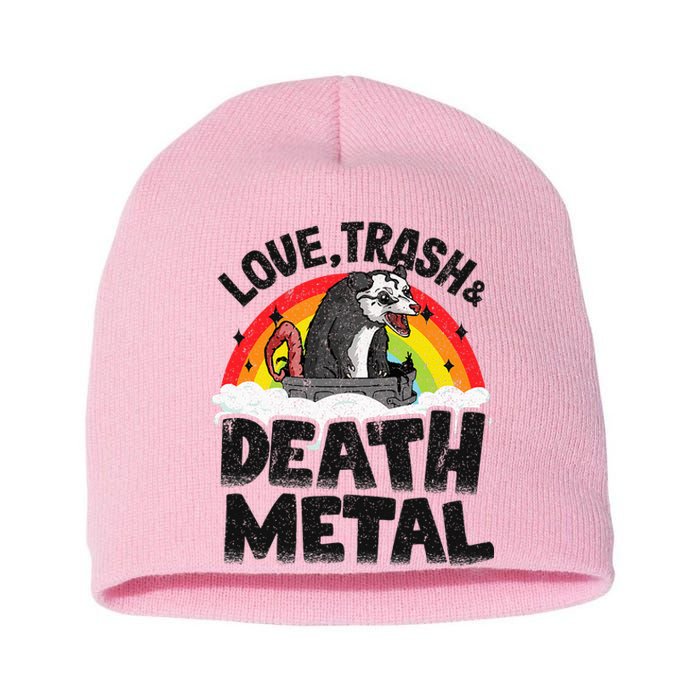 Love Trash & Death Metal Opossum Punk Band Metal Rainbow Short Acrylic Beanie