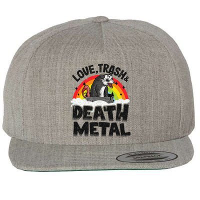 Love Trash & Death Metal Opossum Punk Band Metal Rainbow Wool Snapback Cap