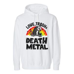 Love Trash & Death Metal Opossum Punk Band Metal Rainbow Garment-Dyed Fleece Hoodie