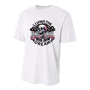 Living The Dream Snarky Skeleton Youth Performance Sprint T-Shirt