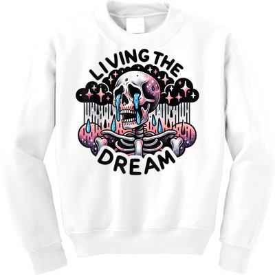 Living The Dream Snarky Skeleton Kids Sweatshirt