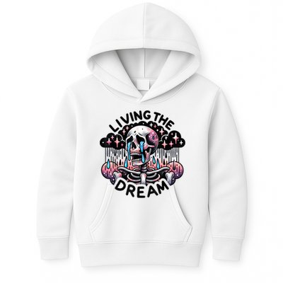 Living The Dream Snarky Skeleton Kids Hoodie