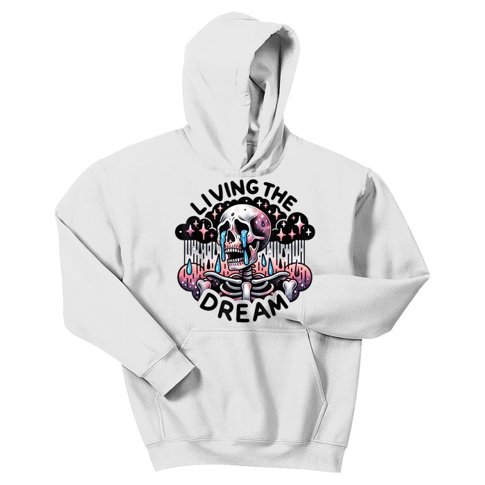 Living The Dream Snarky Skeleton Kids Hoodie