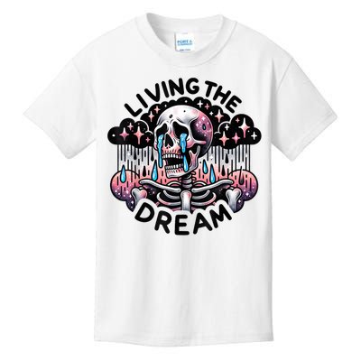 Living The Dream Snarky Skeleton Kids T-Shirt