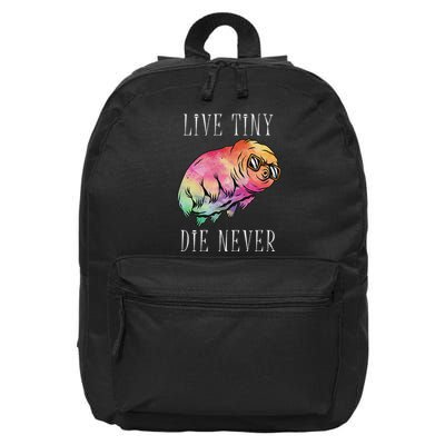 Live Tiny Die Never Water Bear Tardigrade Science Teacher 16 in Basic Backpack