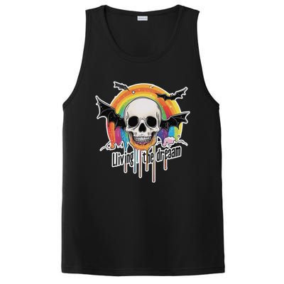 Living The Dream Spooky Skull Halloween Vibe Bat PosiCharge Competitor Tank