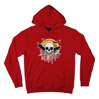 Living The Dream Spooky Skull Halloween Vibe Bat Hoodie