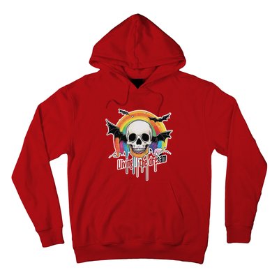 Living The Dream Spooky Skull Halloween Vibe Bat Hoodie