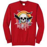 Living The Dream Spooky Skull Halloween Vibe Bat Sweatshirt