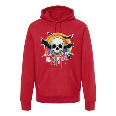 Living The Dream Spooky Skull Halloween Vibe Bat Premium Hoodie