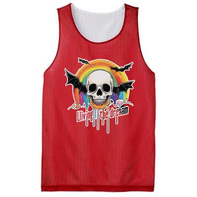 Living The Dream Spooky Skull Halloween Vibe Bat Mesh Reversible Basketball Jersey Tank