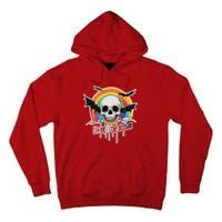 Living The Dream Spooky Skull Halloween Vibe Bat Tall Hoodie