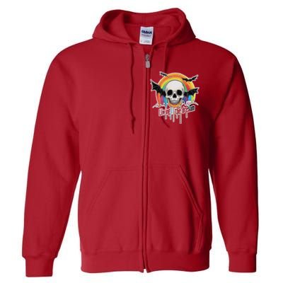 Living The Dream Spooky Skull Halloween Vibe Bat Full Zip Hoodie