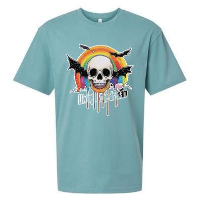 Living The Dream Spooky Skull Halloween Vibe Bat Sueded Cloud Jersey T-Shirt