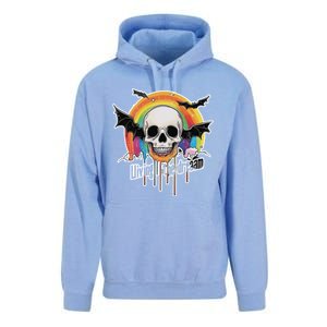 Living The Dream Spooky Skull Halloween Vibe Bat Unisex Surf Hoodie