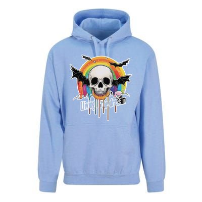 Living The Dream Spooky Skull Halloween Vibe Bat Unisex Surf Hoodie