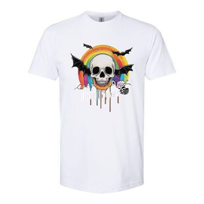 Living The Dream Spooky Skull Halloween Vibe Bat Softstyle CVC T-Shirt