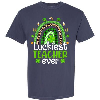 Luckiest Teacher Ever Rainbow St Patricks Day Garment-Dyed Heavyweight T-Shirt