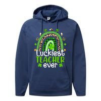 Luckiest Teacher Ever Rainbow St Patricks Day Performance Fleece Hoodie