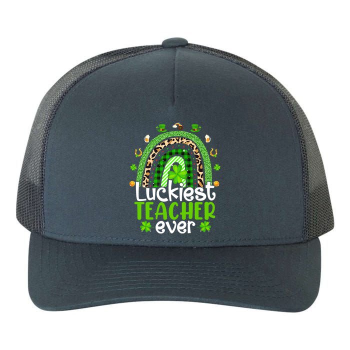 Luckiest Teacher Ever Rainbow St Patricks Day Yupoong Adult 5-Panel Trucker Hat