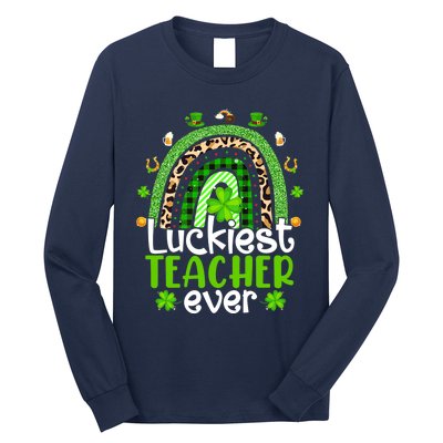 Luckiest Teacher Ever Rainbow St Patricks Day Long Sleeve Shirt