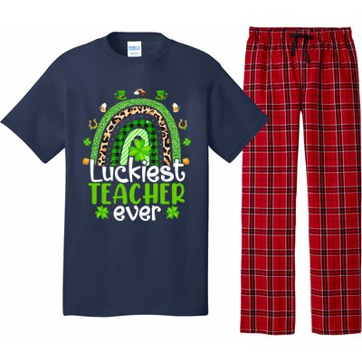 Luckiest Teacher Ever Rainbow St Patricks Day Pajama Set