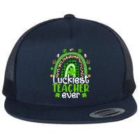 Luckiest Teacher Ever Rainbow St Patricks Day Flat Bill Trucker Hat