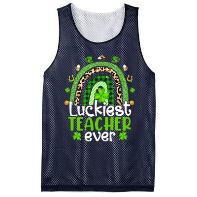 Luckiest Teacher Ever Rainbow St Patricks Day Mesh Reversible Basketball Jersey Tank