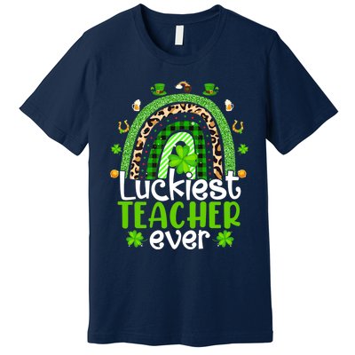 Luckiest Teacher Ever Rainbow St Patricks Day Premium T-Shirt