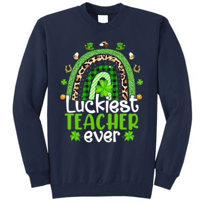 Luckiest Teacher Ever Rainbow St Patricks Day Tall Sweatshirt