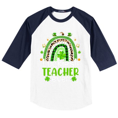 Luckiest Teacher Ever Rainbow St Patricks Day Baseball Sleeve Shirt