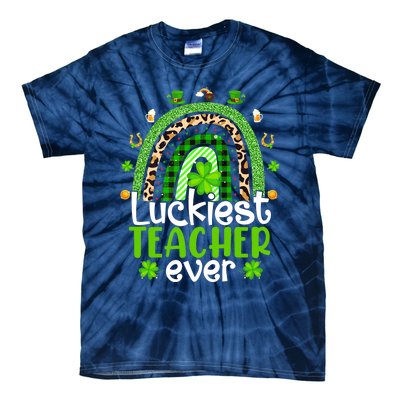 Luckiest Teacher Ever Rainbow St Patricks Day Tie-Dye T-Shirt